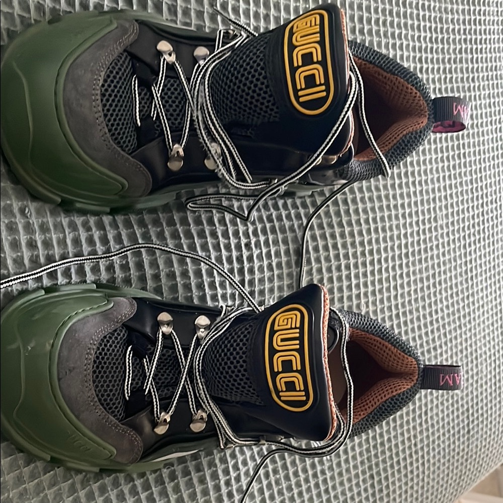Gucci Black and Green Athletic Shoes with Rugged Design